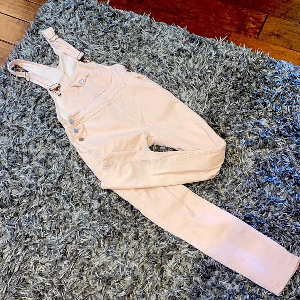 Pink corduroy overalls